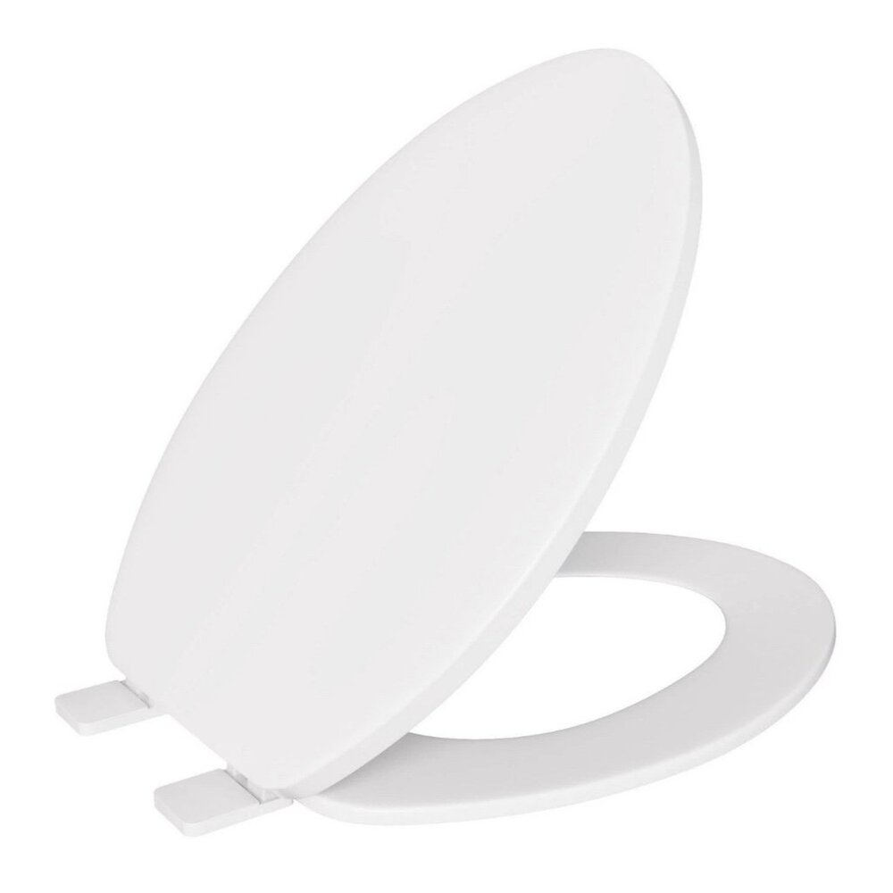 Jones Stephens Closed Front Elongated Plastic Toilet Seat W/Cover 18.5" White